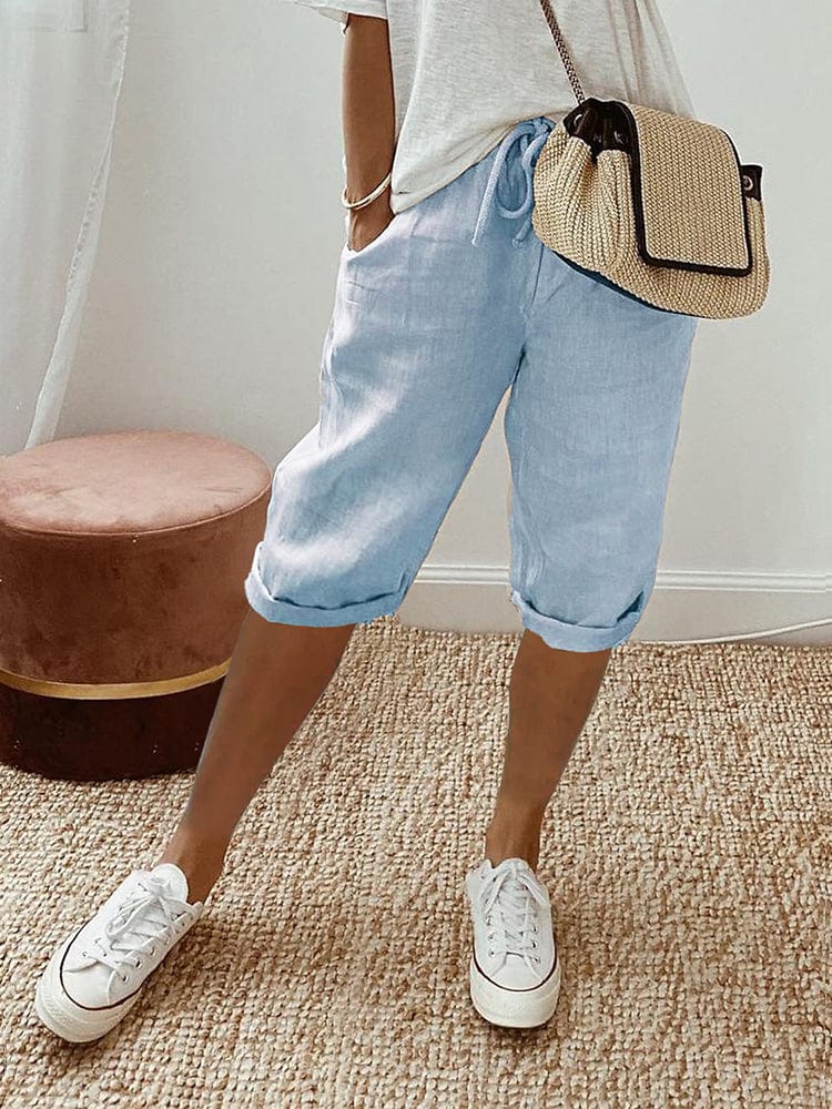 Primadon Damen Shorts Blau / S Kura | leichte Sommershorts für Damen Baumwolle