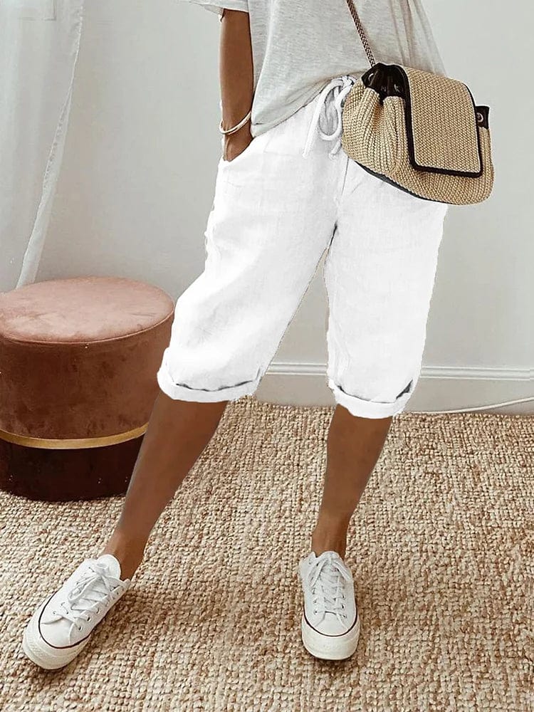 Primadon Damen Shorts Weiß / S Kura | leichte Sommershorts für Damen Baumwolle