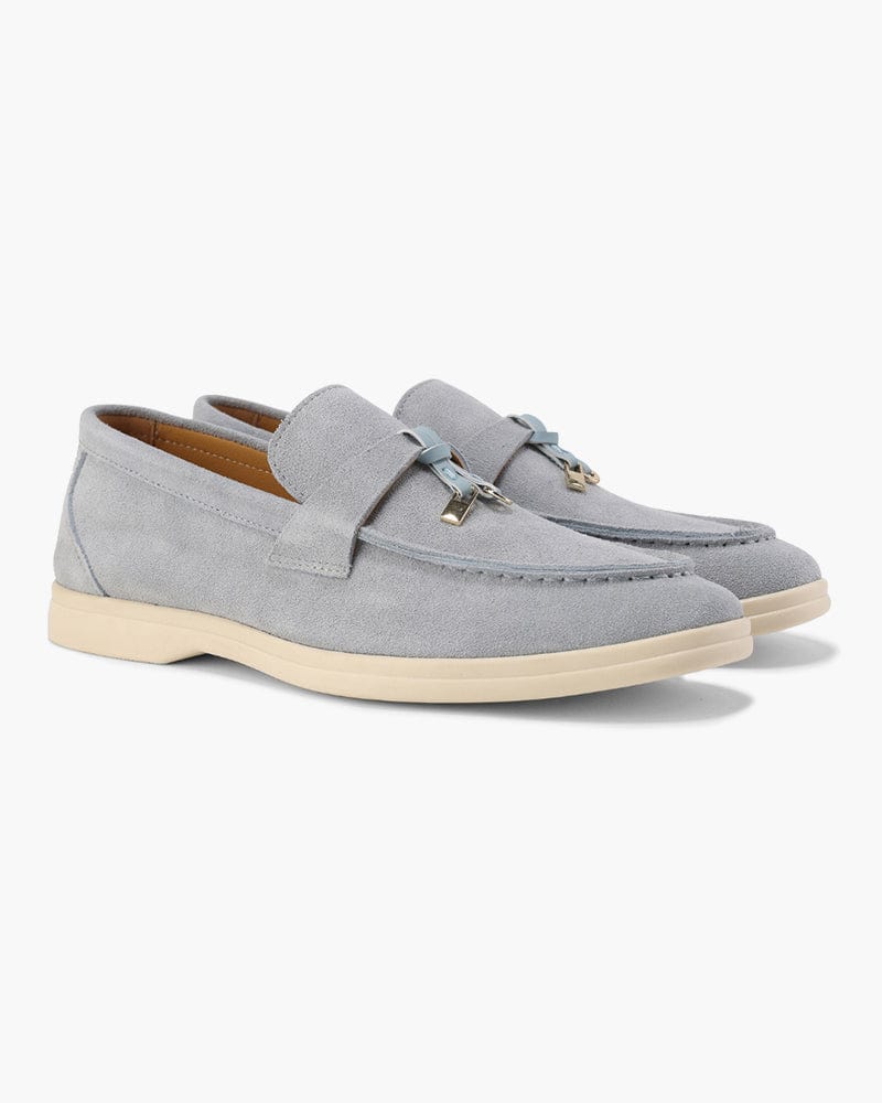 Primadon Damen Slipper Nebelblau / 35 Selene luxuriöse Kalbswildleder-Loafers für Damen bequem