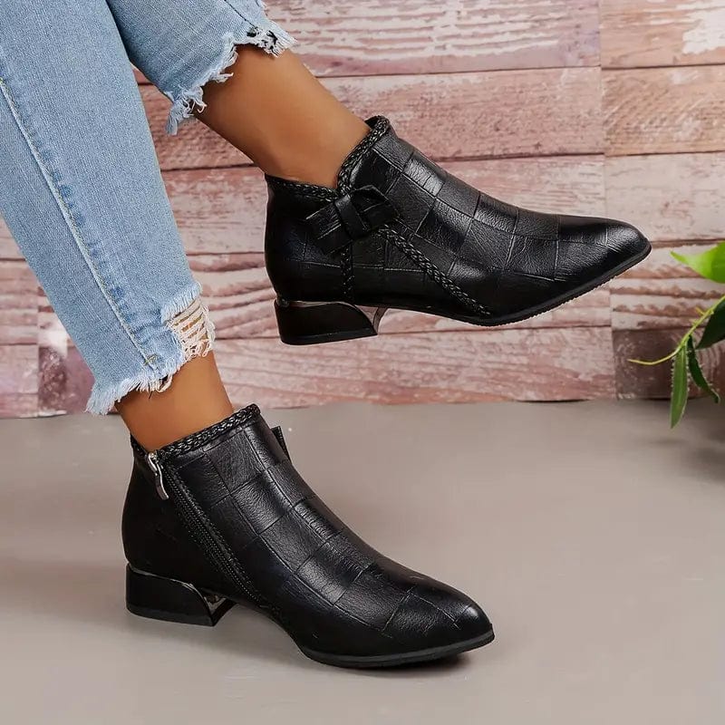 Primadon Damen Stiefeletten Schwarz / 35 Kira | elegante Kunstleder Schuhe für Damen knöchelhoch