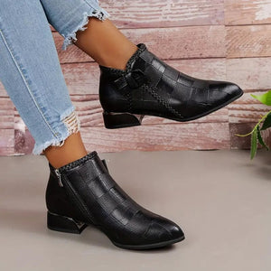Primadon Damen Stiefeletten Schwarz / 35 Kira | elegante Kunstleder Schuhe für Damen knöchelhoch