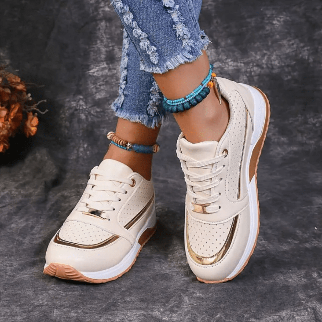 Primadon Damen Wanderschuhe Beige / 36 Lina | atmungsaktive Walkingschuhe für Damen bequem