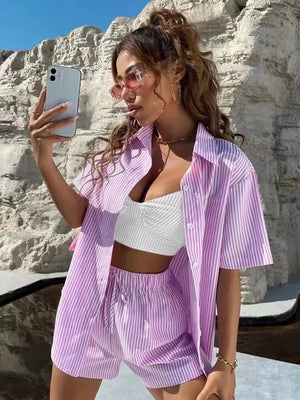 Primadon Damenbekleidung Lila / XL Sophie lässiges Zweiteiler Set für Damen Sommer