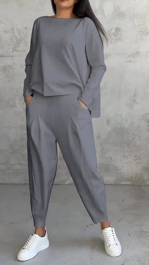 Primadon Damenbekleidungssets Grau / S Alessia | lässiges Jogging Set für Damen Baumwolle