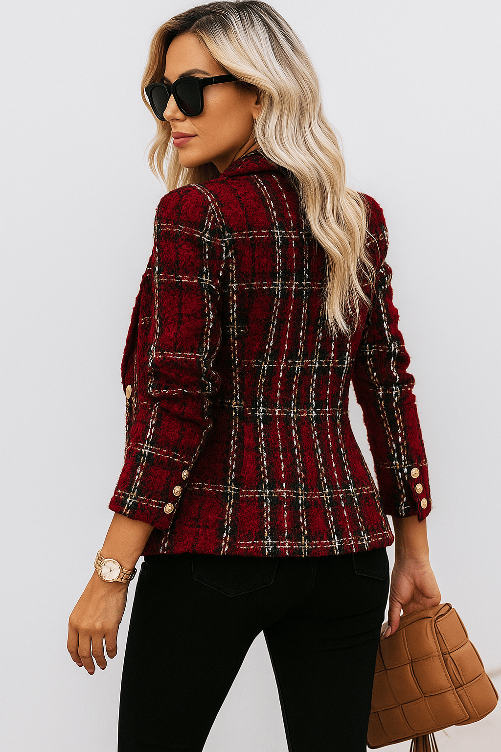 Primadon Damenblazer Anouk taillierter Karoblazer für Damen polyester