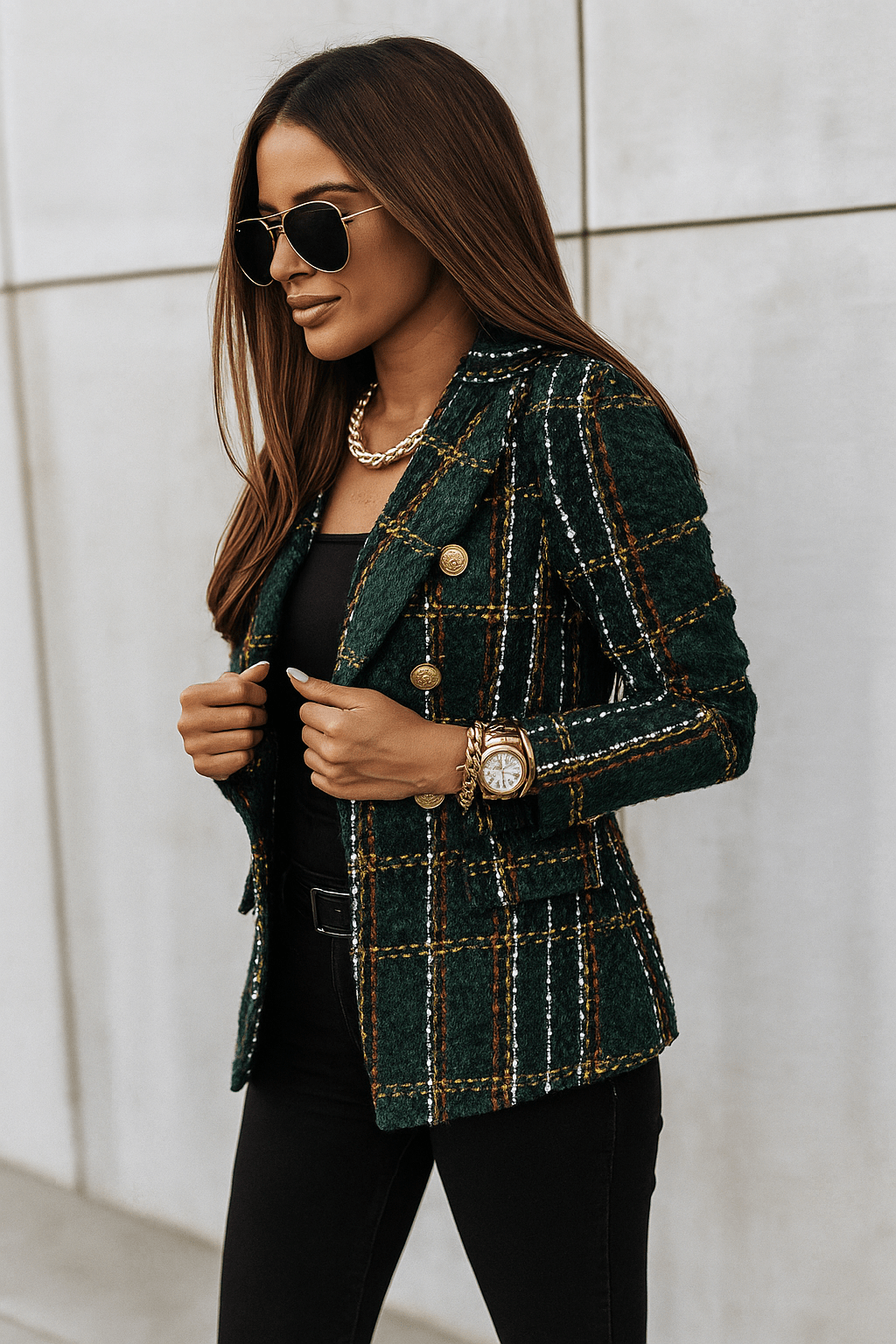 Primadon Damenblazer Anouk taillierter Karoblazer für Damen polyester