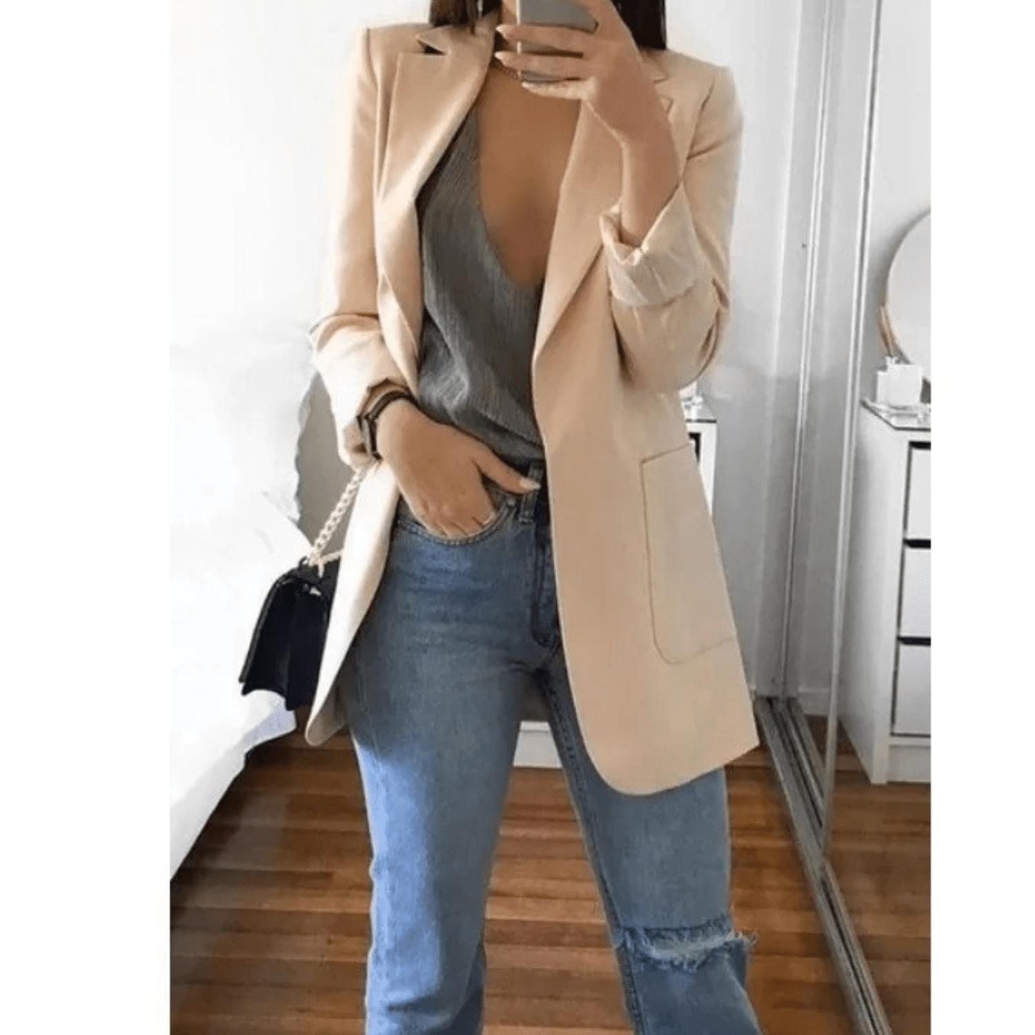 Primadon Damenblazer Braun / S Valentina Damen Blazer | Stilvoller Langer Blazer in Beige oder Schwarz, Hochwertig und Vielseitig