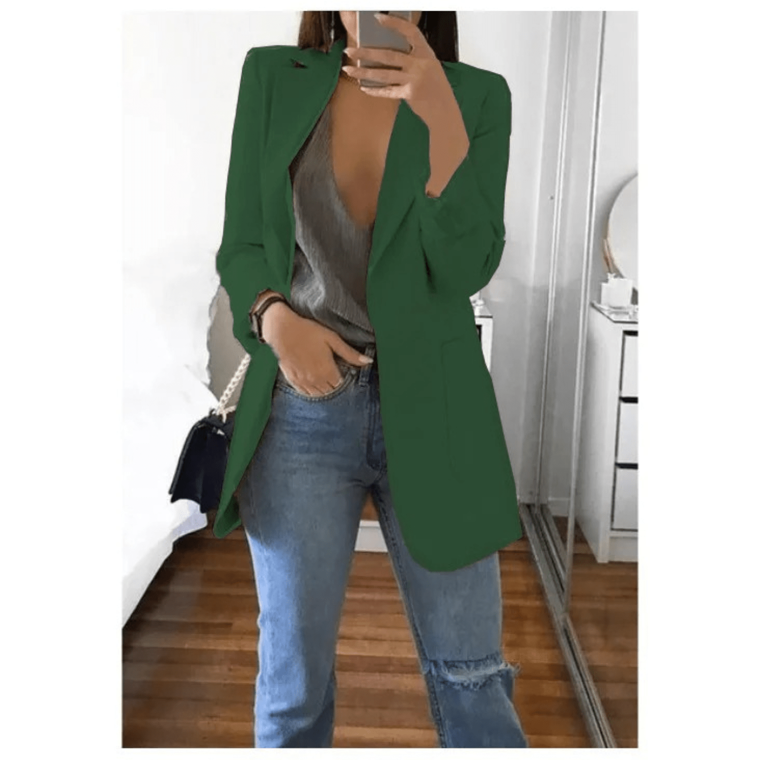 Primadon Damenblazer Dunkelgrün / S Valentina Damen Blazer | Stilvoller Langer Blazer in Beige oder Schwarz, Hochwertig und Vielseitig