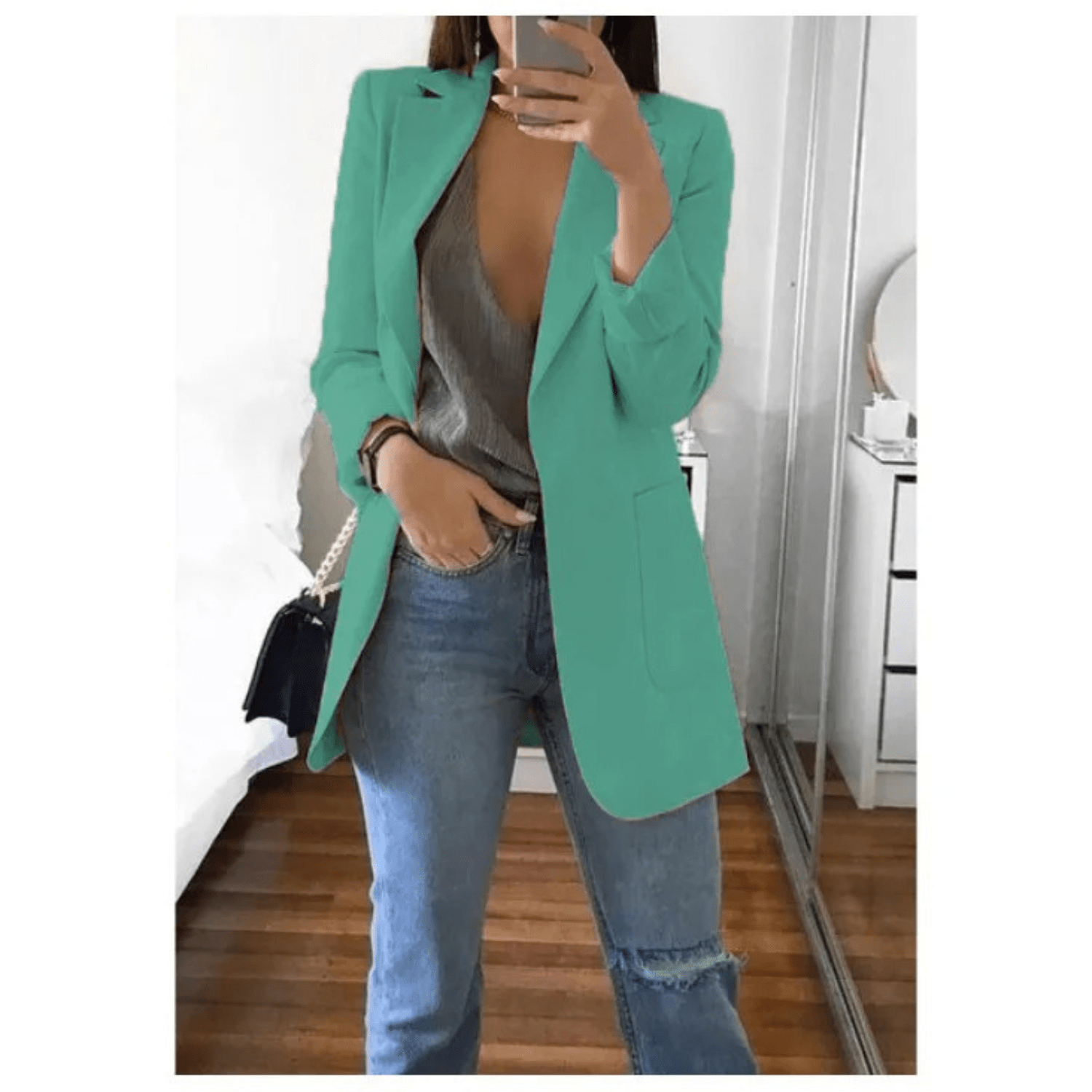 Primadon Damenblazer Hellblau / S Valentina Damen Blazer | Stilvoller Langer Blazer in Beige oder Schwarz, Hochwertig und Vielseitig