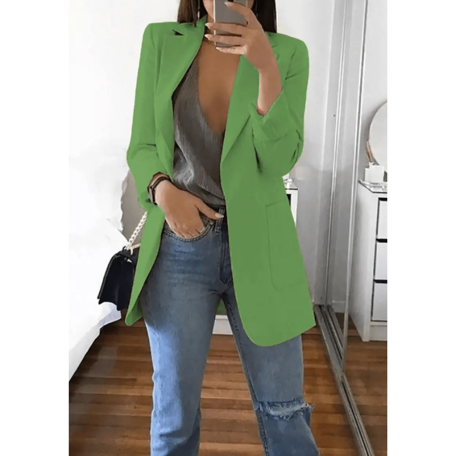Primadon Damenblazer Hellgrün / S Valentina Damen Blazer | Stilvoller Langer Blazer in Beige oder Schwarz, Hochwertig und Vielseitig