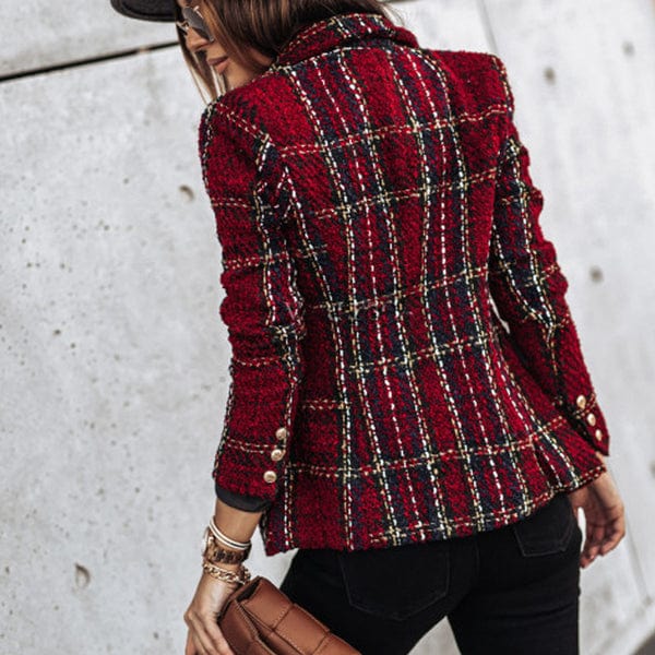 Primadon Damenblazer Karo Damen Blazer | Eleganter Polyester-Stil für Herbstoutfits