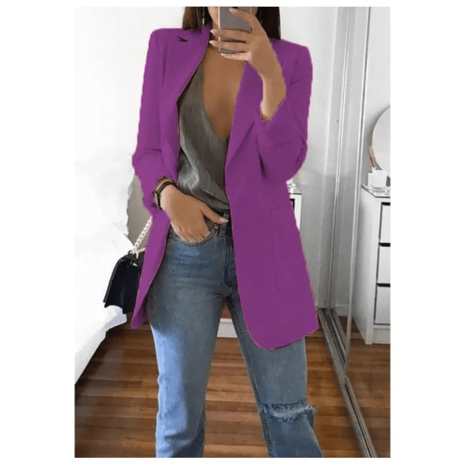 Primadon Damenblazer Lila / S Valentina Damen Blazer | Stilvoller Langer Blazer in Beige oder Schwarz, Hochwertig und Vielseitig