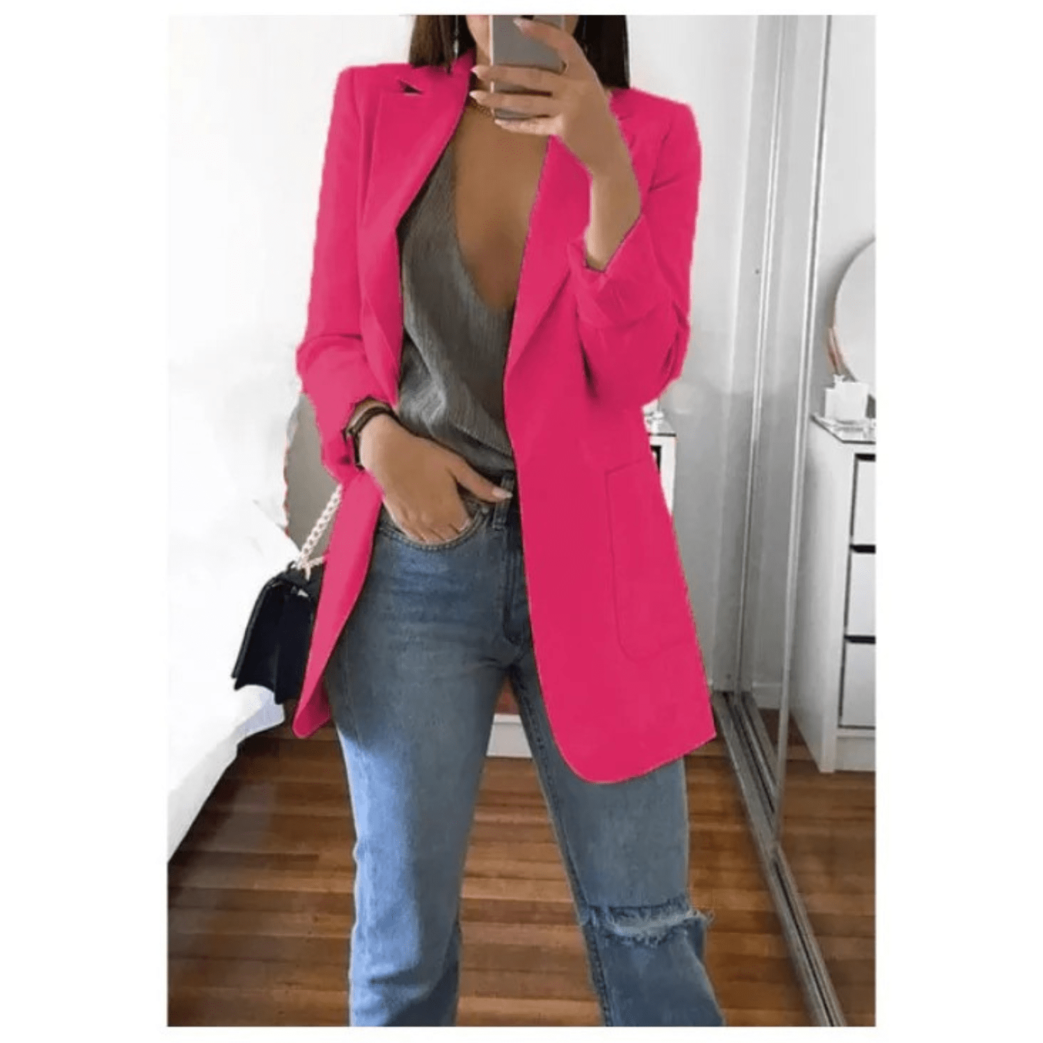 Primadon Damenblazer Rosa / S Valentina Damen Blazer | Stilvoller Langer Blazer in Beige oder Schwarz, Hochwertig und Vielseitig