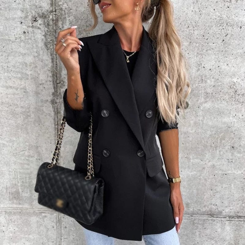Primadon Damenblazer Schwarz / S Clara Damen Blazer | Eleganter Langer Schnitt