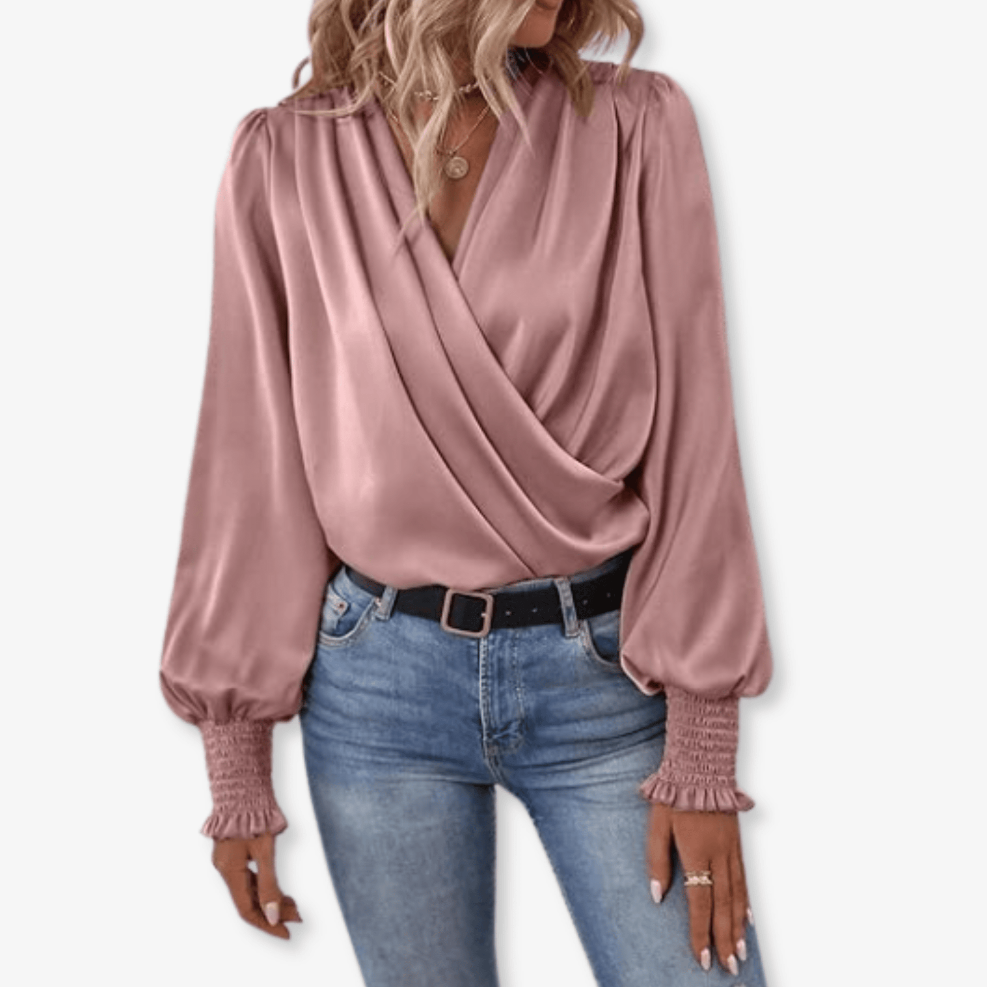 Primadon Damenblusen Rosa / S Clara | elegante Langarmbluse für Damen figurbetont