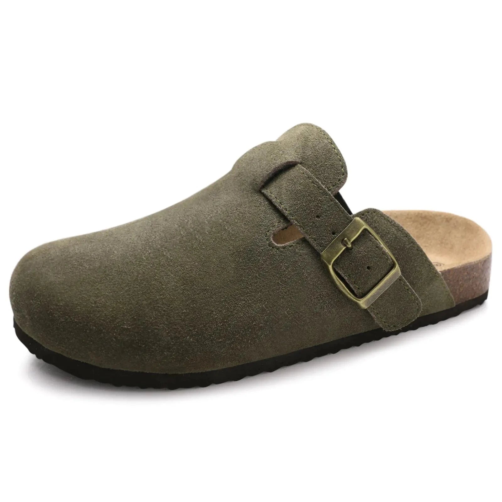 Primadon Damenclogs Grün ohne Riemen / 36 Livia elegante Clogs für Damen Wildleder
