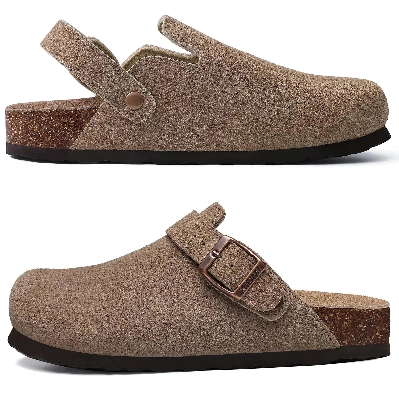 Primadon Damenclogs Mokka mit Riemen / 37 Livia elegante Clogs für Damen Wildleder