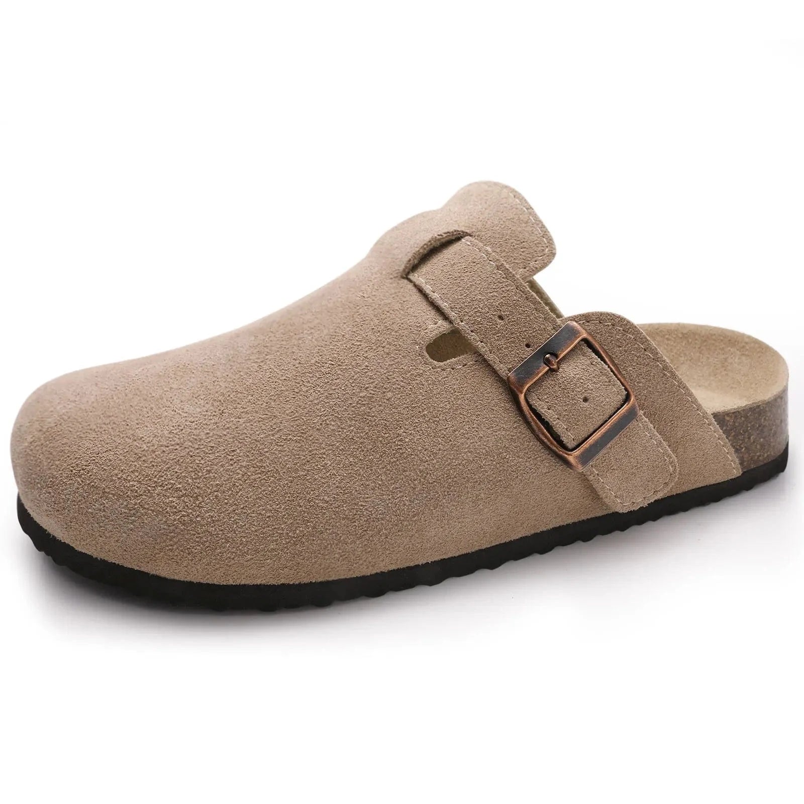 Primadon Damenclogs Taupe ohne Riemen / 36 Livia elegante Clogs für Damen Wildleder