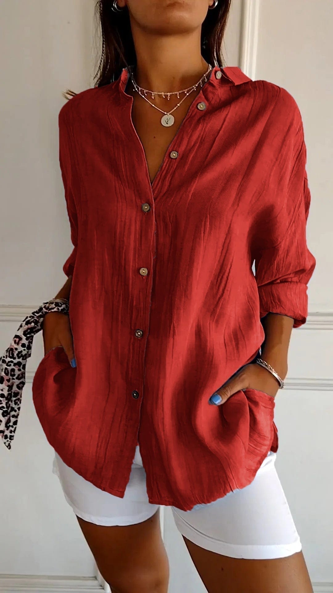 Primadon Damenhemden Rot / S Sola | elegantes Button-Down-Hemd für Damen sommer