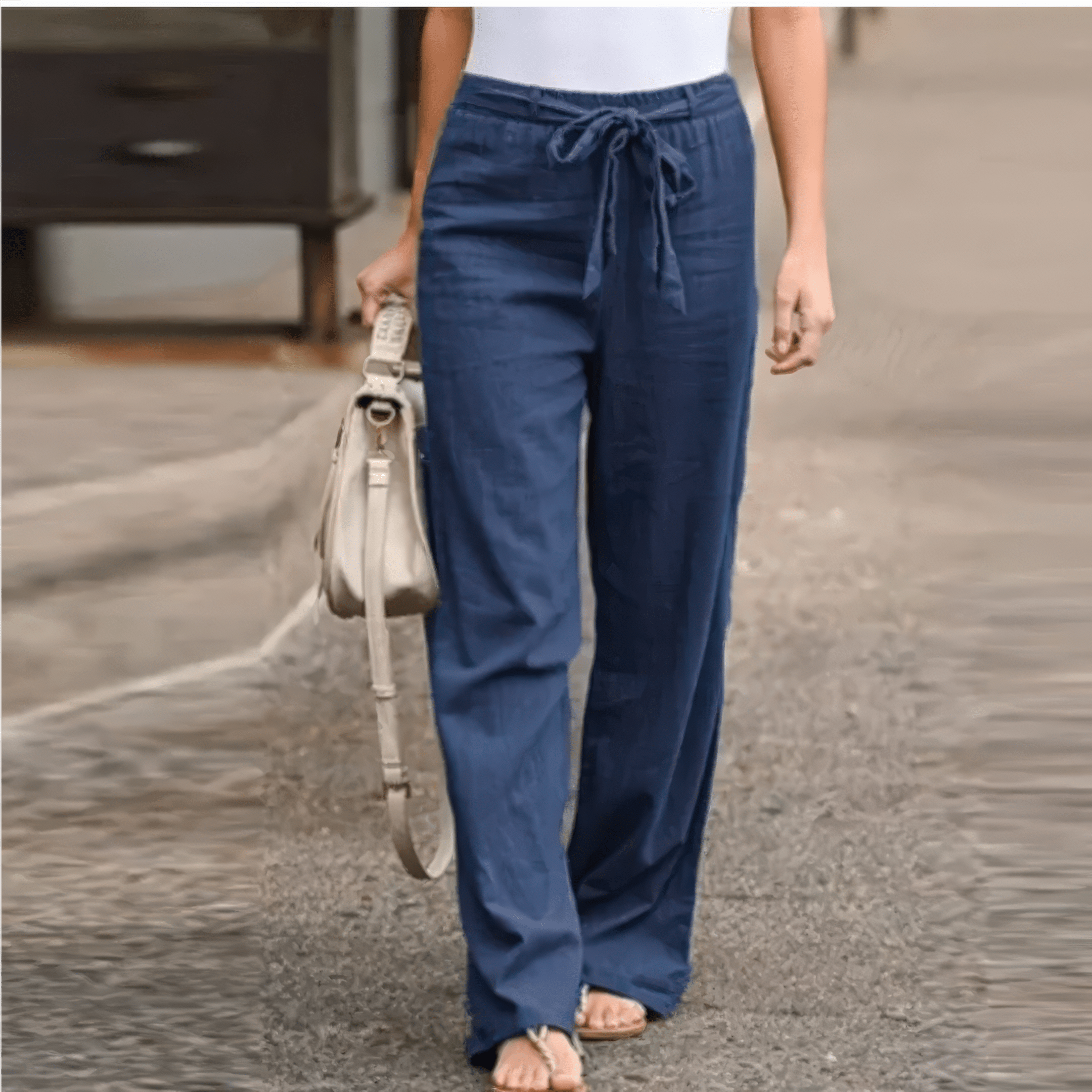 Primadon Damenhosen Blau / S Lila | elegante Hose für Damen mit Gürtel