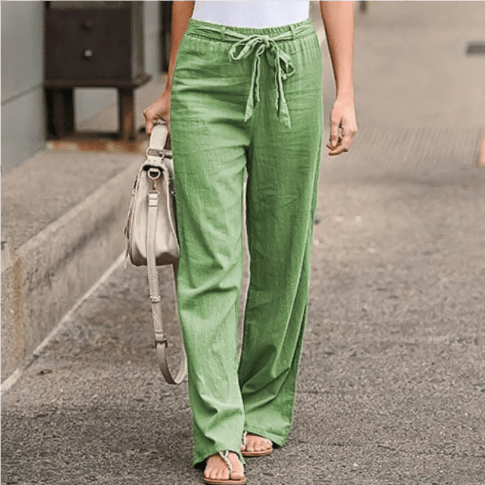 Primadon Damenhosen Grün / S Lila | elegante Hose für Damen mit Gürtel