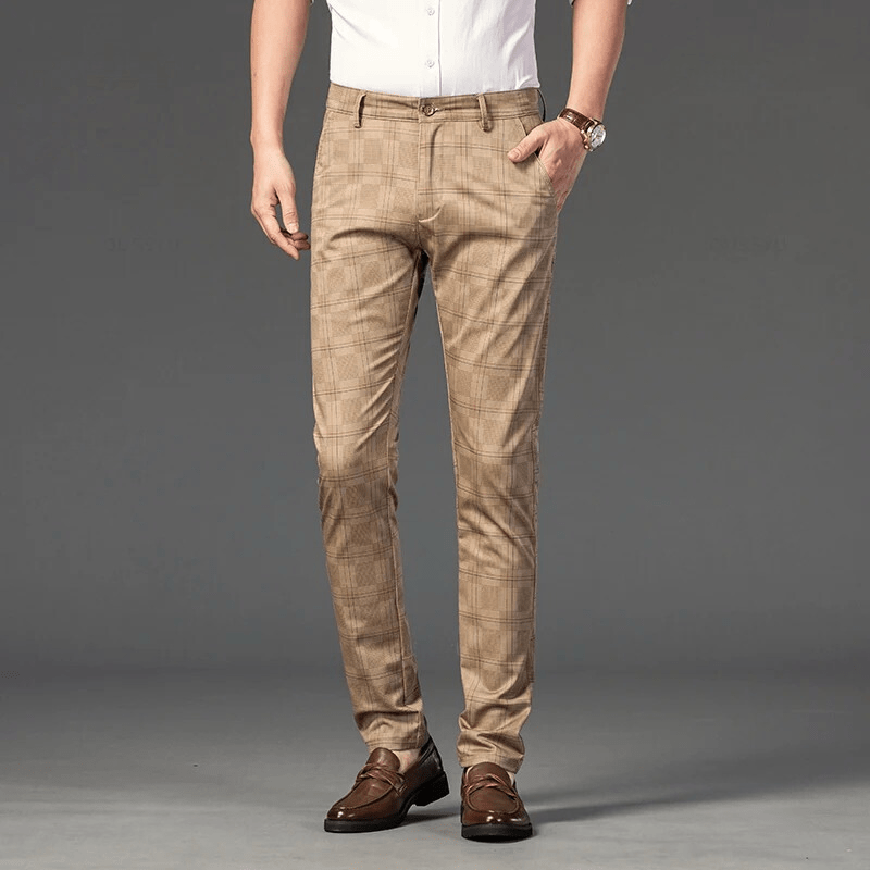 Primadon Damenhosen Khaki / 30 Carl | Elegante Stoffhose für Herren leicht atmungsaktiv