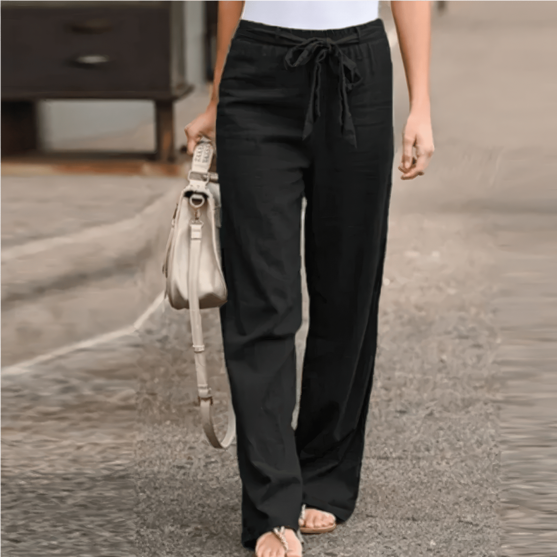 Primadon Damenhosen Schwarz / S Lila | elegante Hose für Damen mit Gürtel