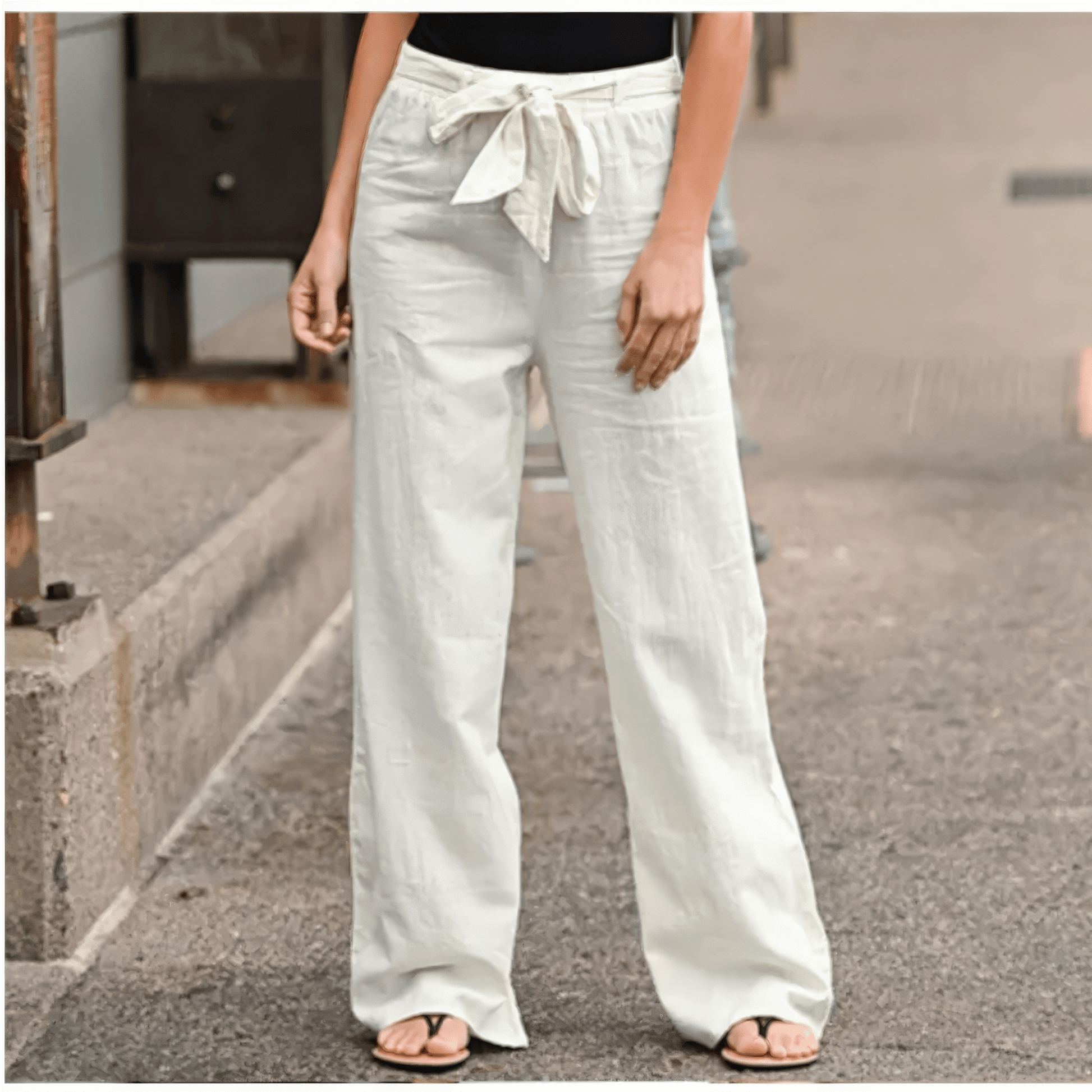 Primadon Damenhosen Weiß / S Lila | elegante Hose für Damen mit Gürtel