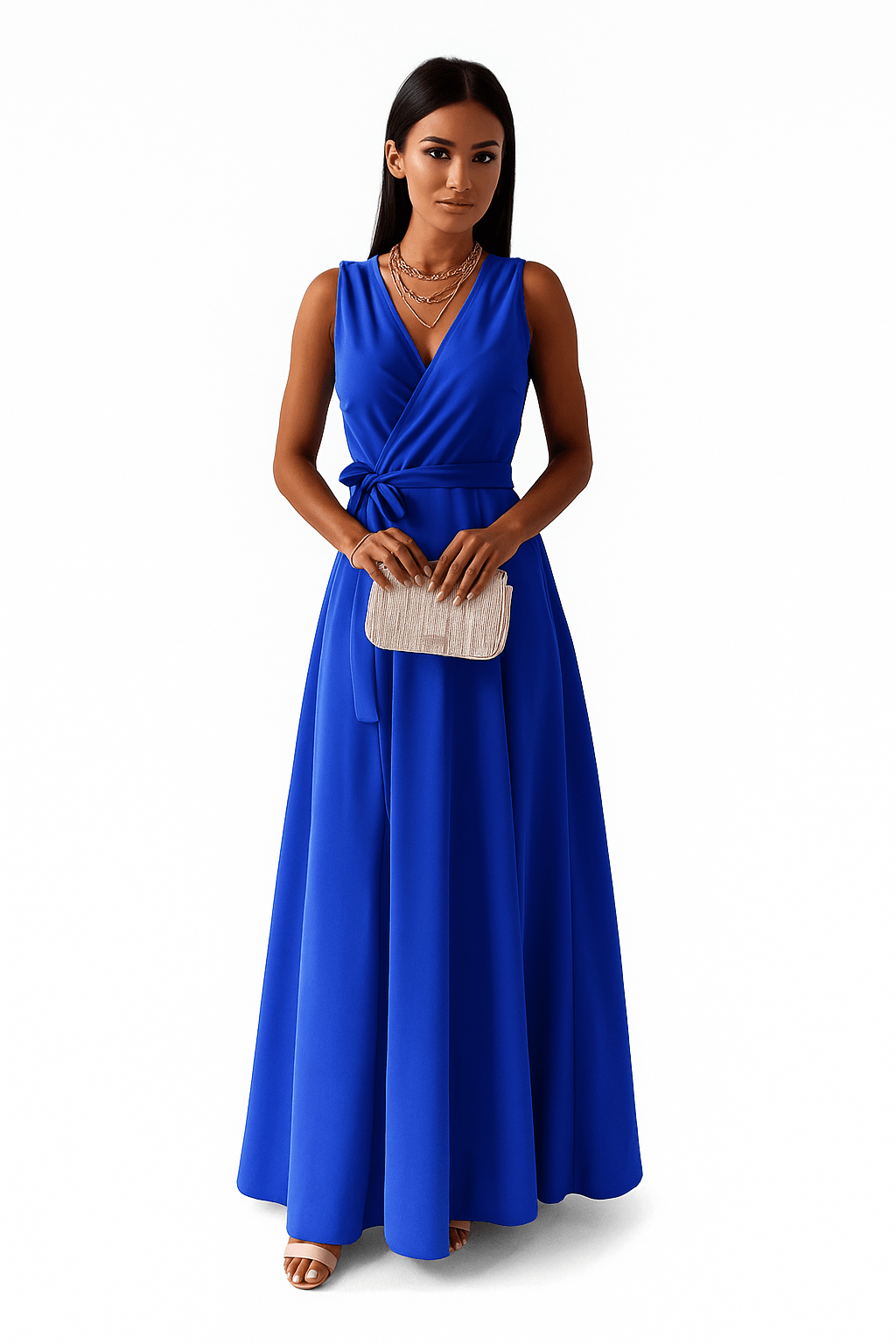 Primadon Damenkleider Blau / S Delphine schmeichelhaftes Wickelkleid für Damen Baumwolle