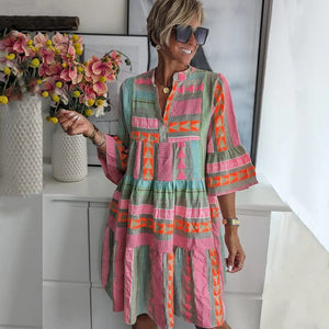 Primadon Damenkleider Bunt / S Lotta | luftiges Damenkleid für Sommer geometrisch