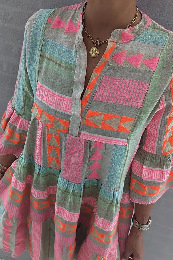 Primadon Damenkleider Bunt / XL Lotta | luftiges Damenkleid für Sommer geometrisch