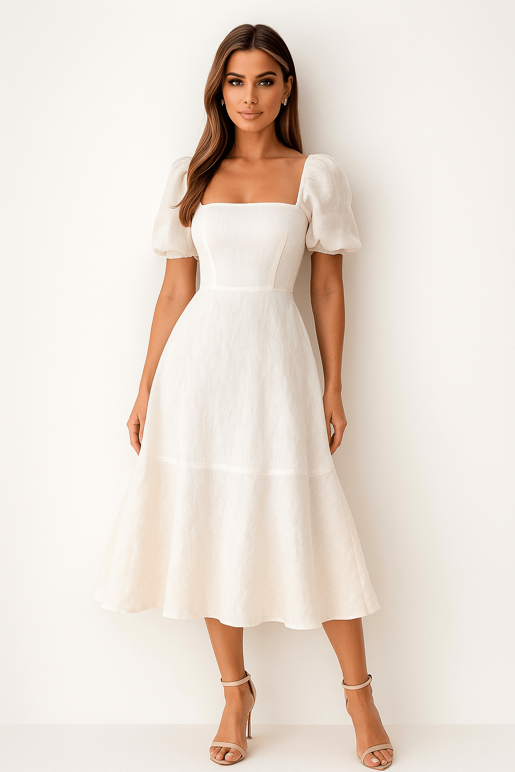 Primadon Damenkleider Céline luftiges Midi-Kleid für Damen Baumwolle