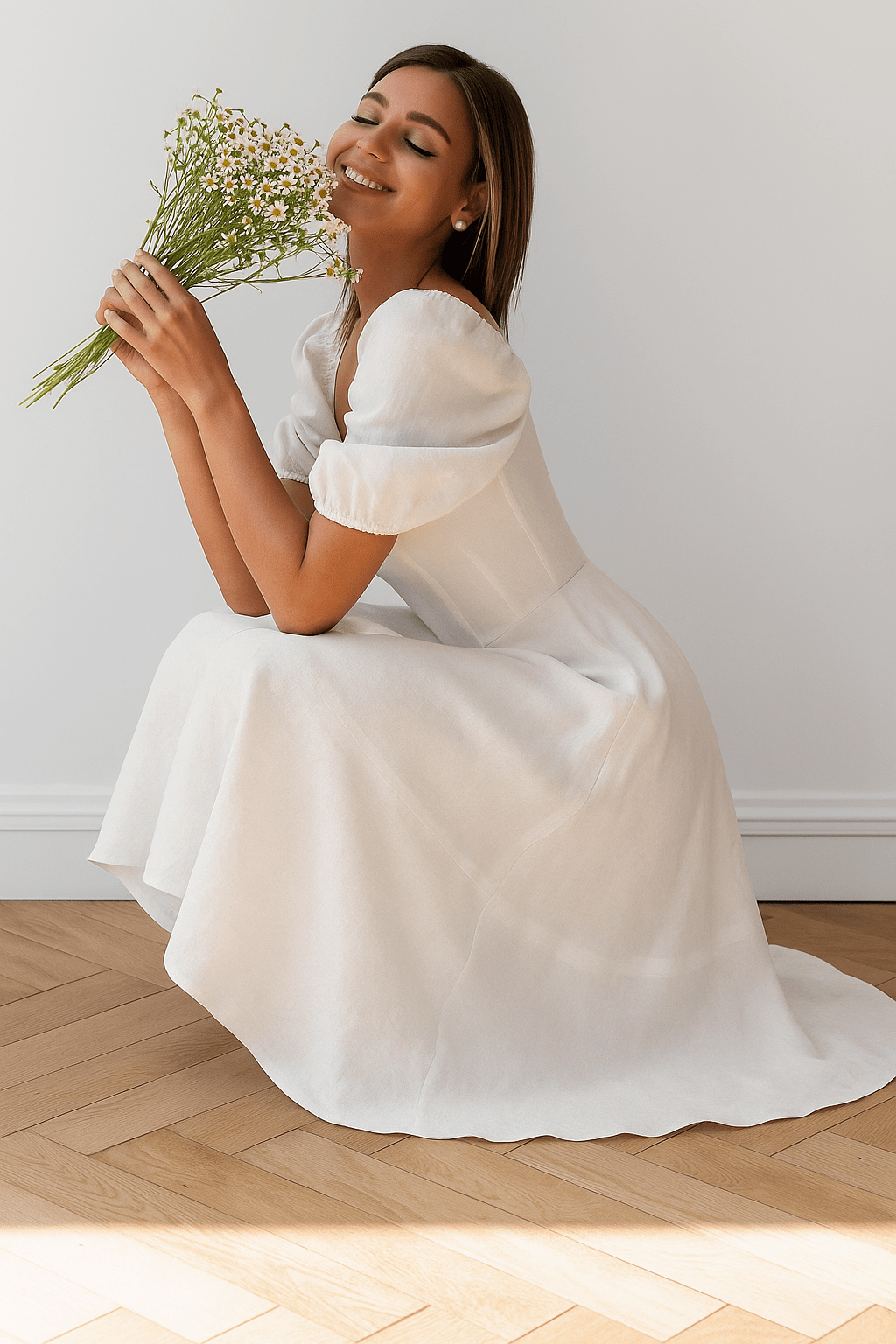 Primadon Damenkleider Céline luftiges Midi-Kleid für Damen Baumwolle