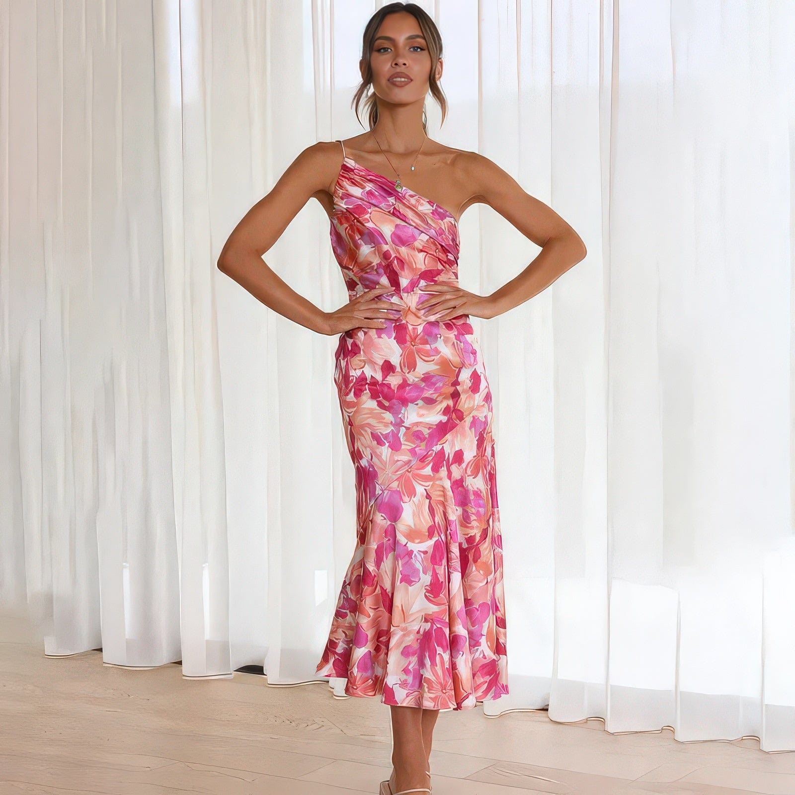 Primadon Damenkleider Cosima | elegantes One-Shoulder Kleid für Damen Sommer