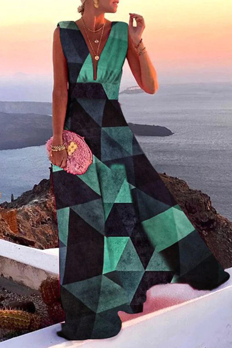 Primadon Damenkleider Grün-Schwarz / S Marlene | Elegantes Sommerkleid für Damen langarm