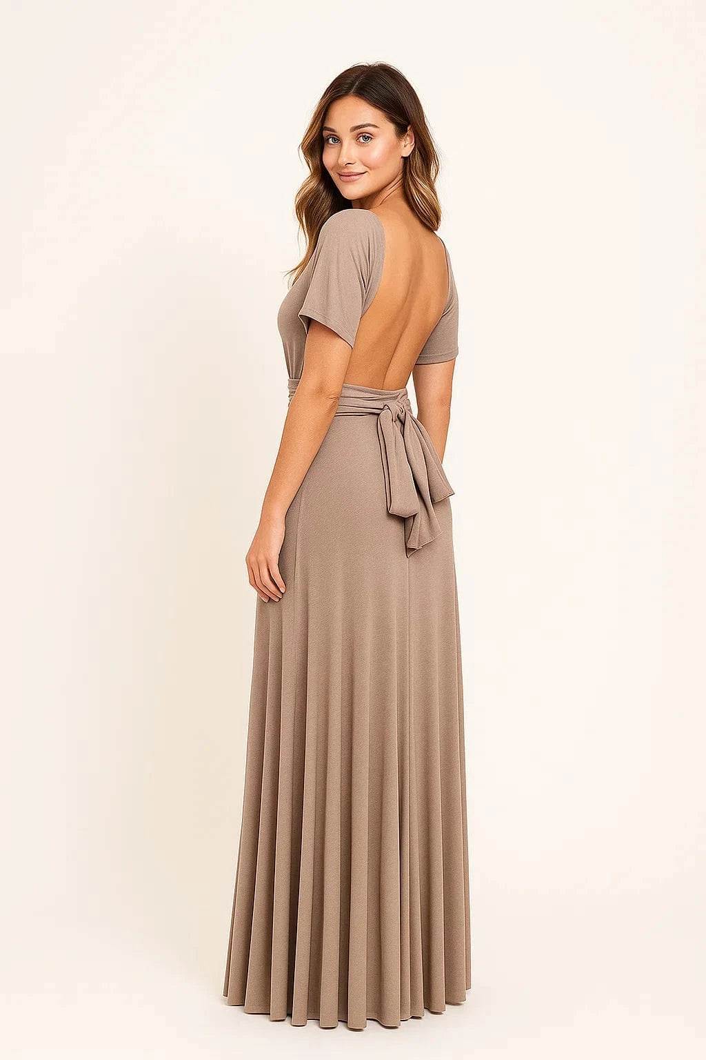 Primadon Damenkleider Khaki / S Isabelle | figurbetontes Maxikleid für Damen Wickeldesign