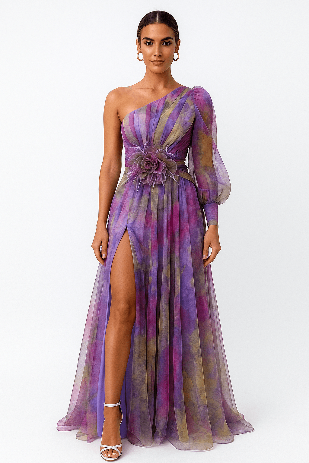 Primadon Damenkleider Lila / S Cecelia | elegantes Abendkleid für Damen tailliert midi