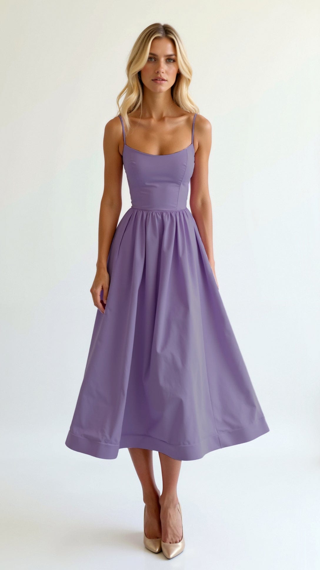 Primadon Damenkleider Lila / S Tamara | Elegantes Midikleid für Damen leicht atmungsaktiv