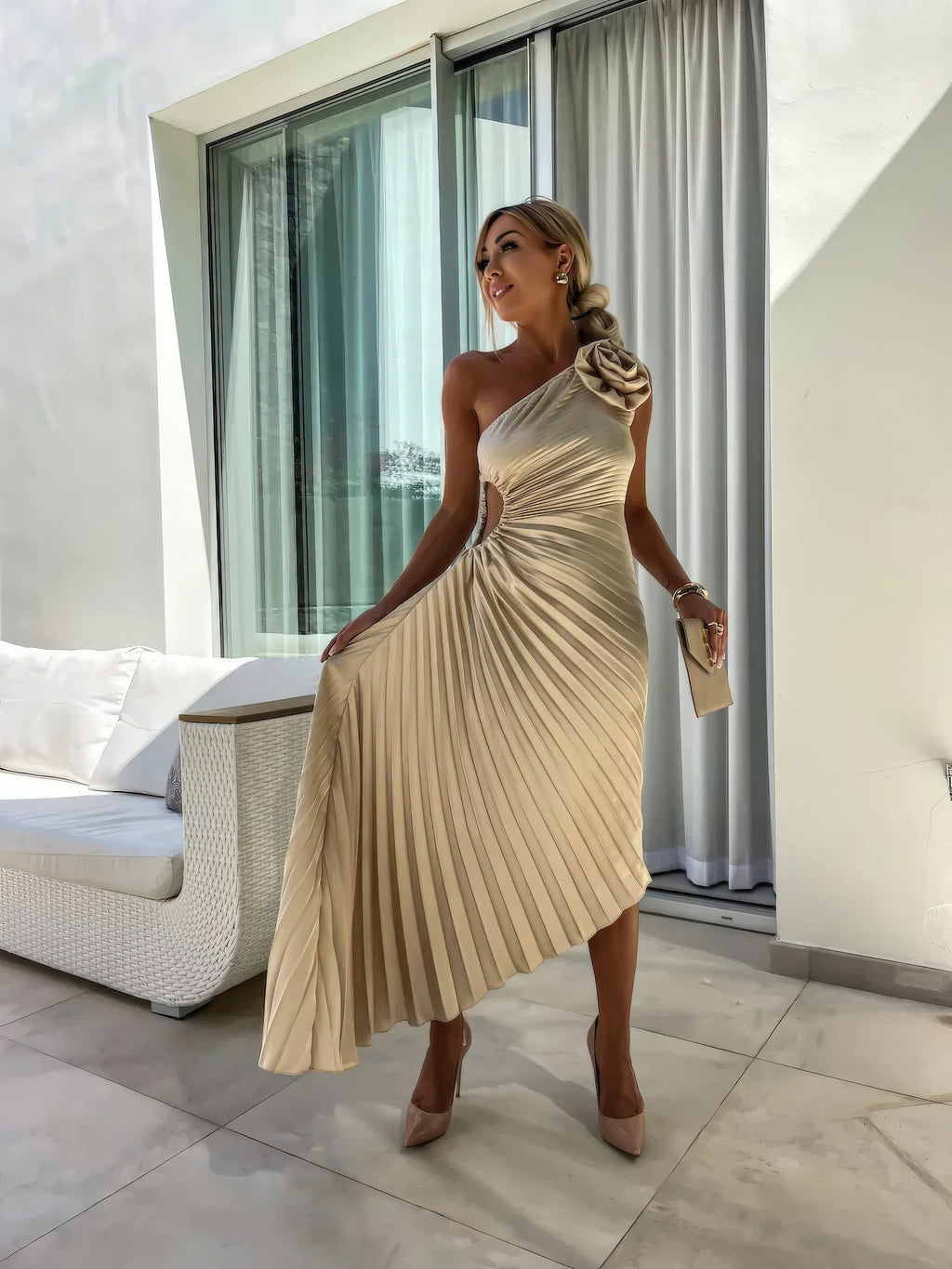 Primadon Damenkleider Lizbeth romantisches One-Shoulder-Kleid für Damen Sommer