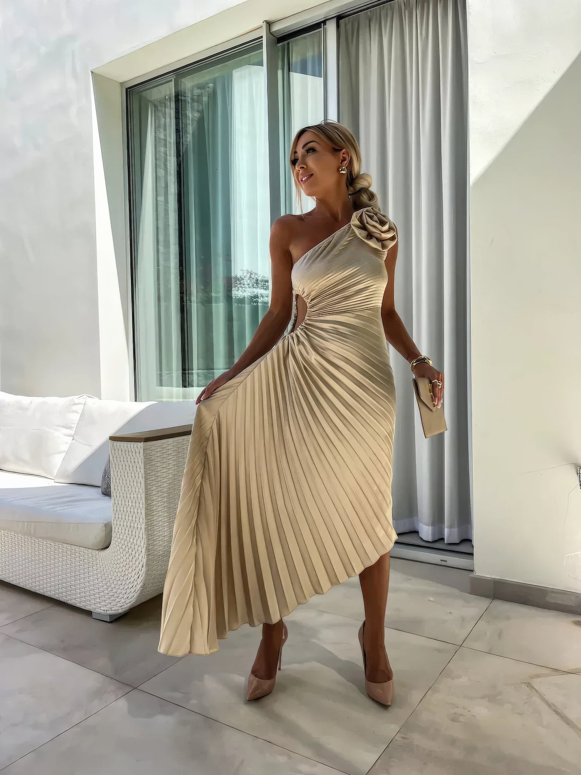 Primadon Damenkleider Lizbeth romantisches One-Shoulder-Kleid für Damen Sommer