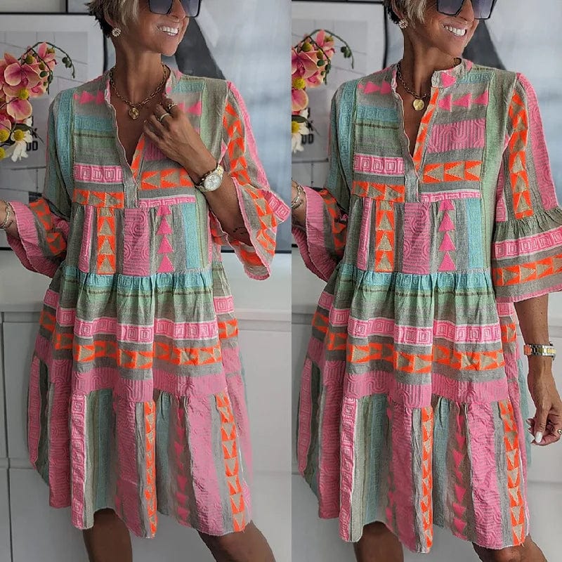 Primadon Damenkleider Lotta | luftiges Damenkleid für Sommer geometrisch