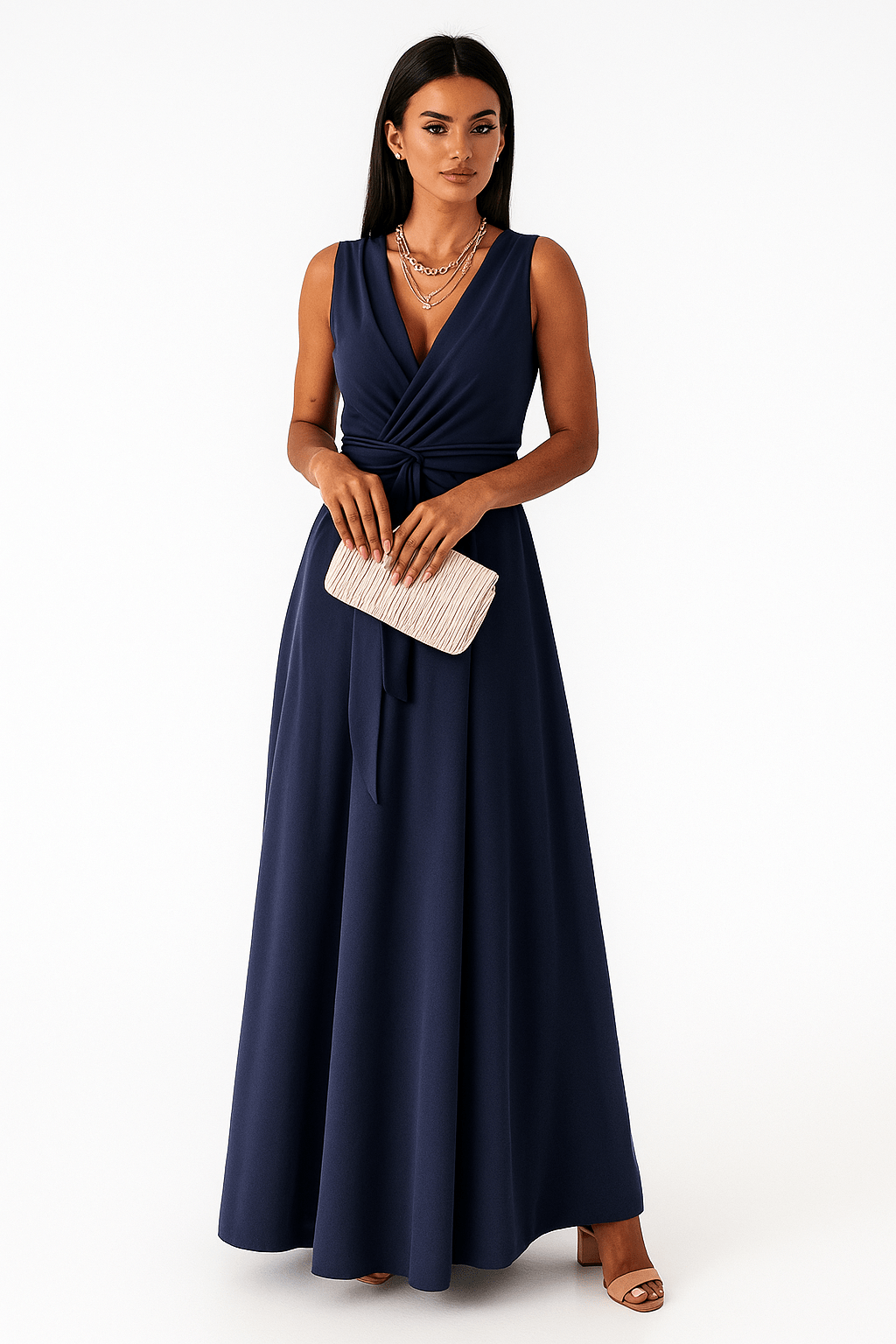 Primadon Damenkleider Marineblau / S Delphine schmeichelhaftes Wickelkleid für Damen Baumwolle