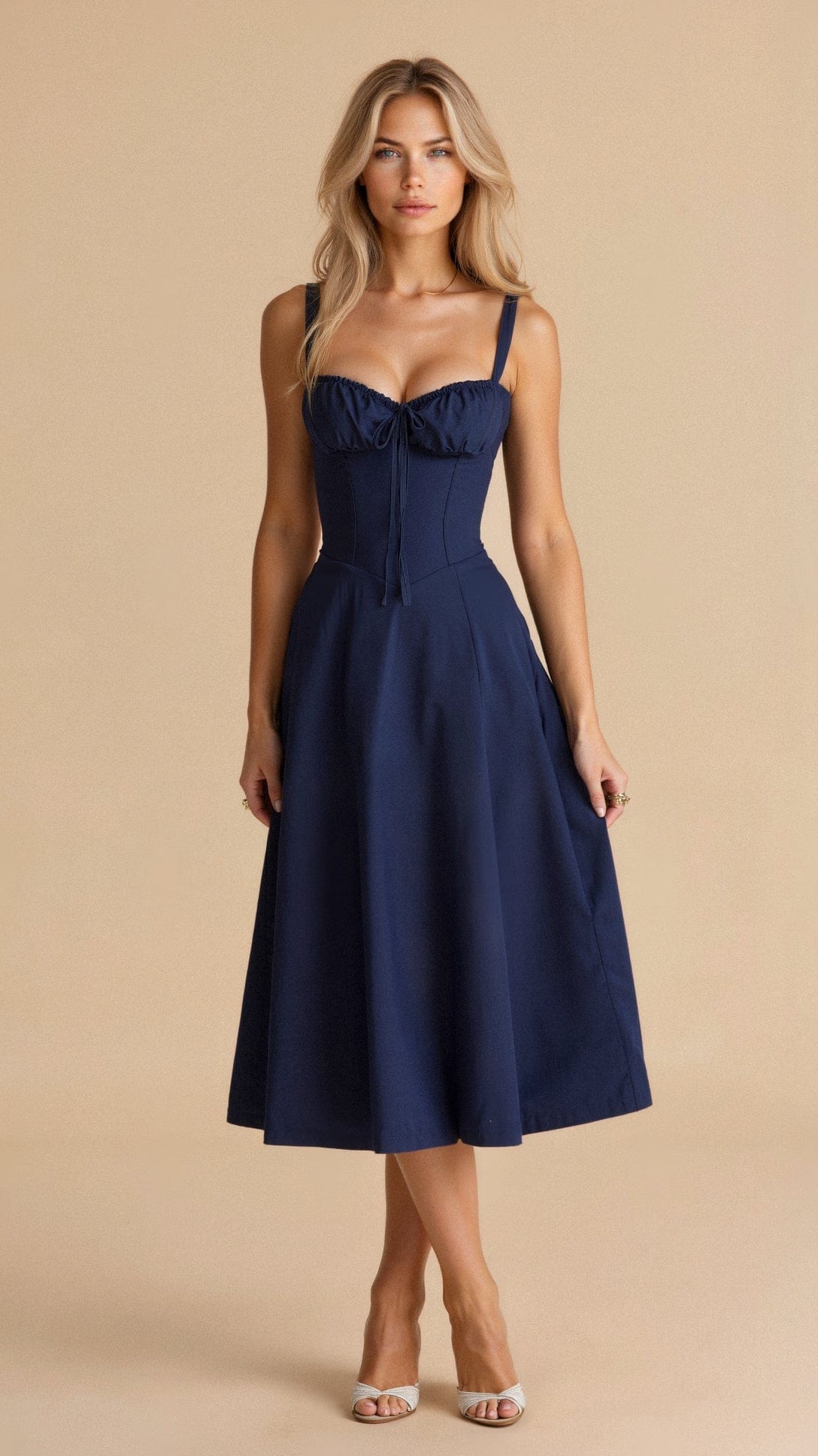 Primadon Damenkleider Marineblau / S Kiana | Elegantes Korsettkleid für Damen Midi