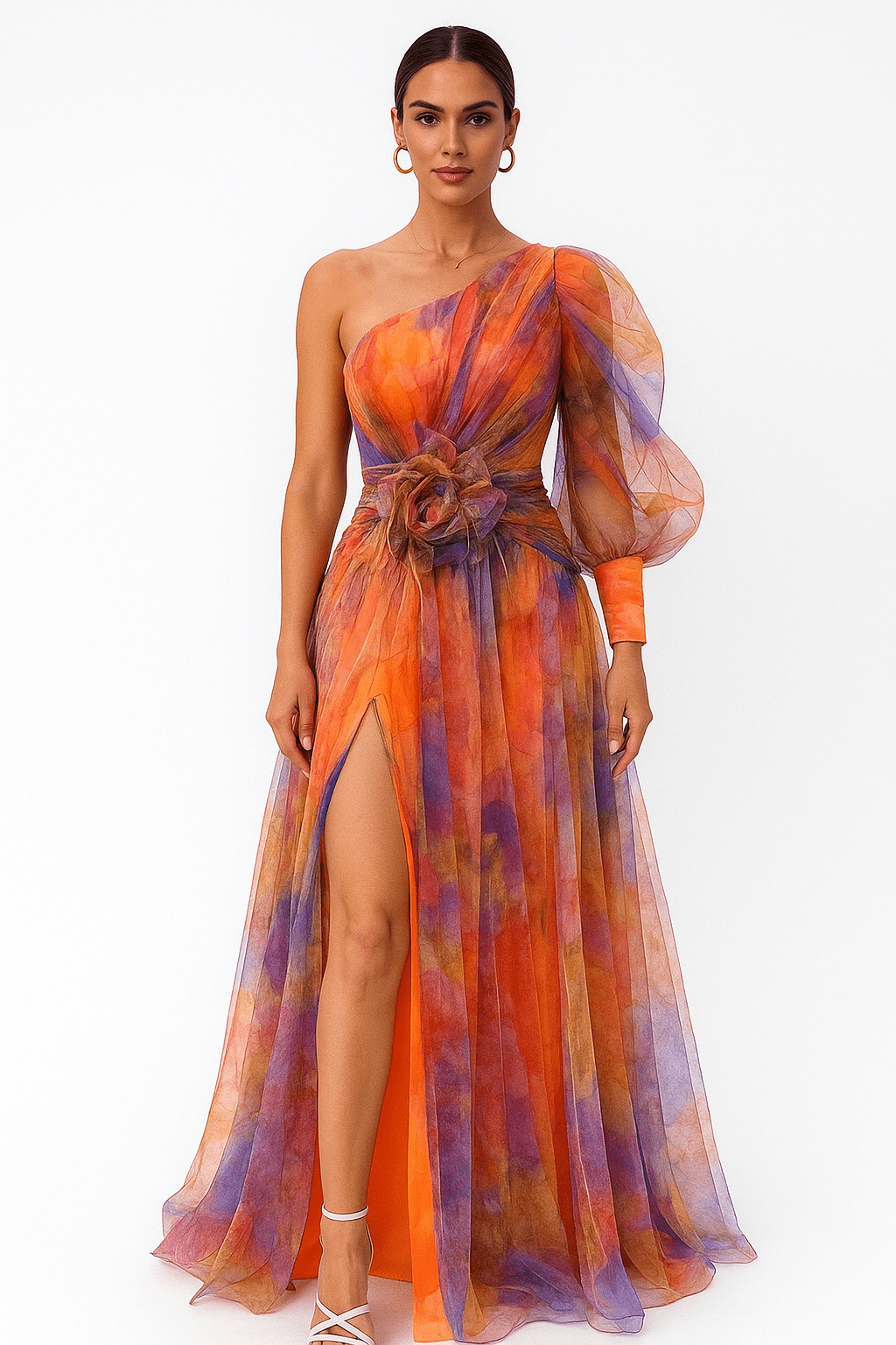 Primadon Damenkleider Orange / S Cecelia | elegantes Abendkleid für Damen tailliert midi