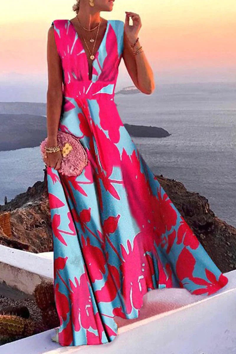 Primadon Damenkleider Rosa-Blau / S Marlene | Elegantes Sommerkleid für Damen langarm