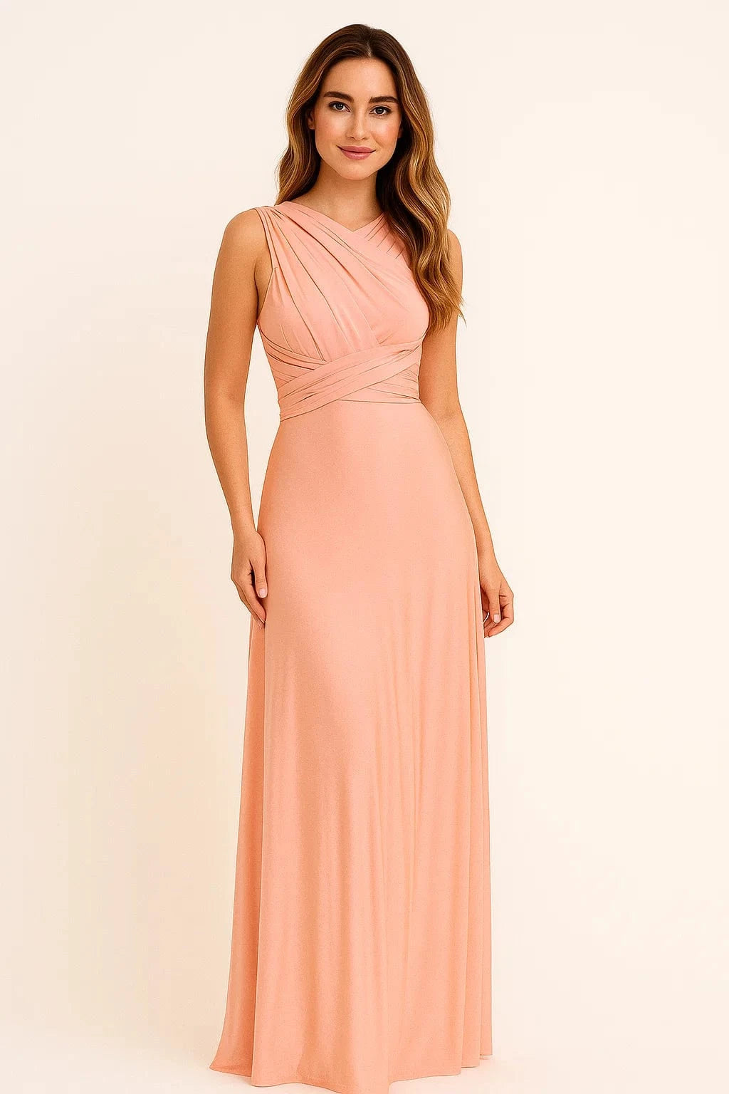 Primadon Damenkleider Rosa / S Isabelle | figurbetontes Maxikleid für Damen Wickeldesign
