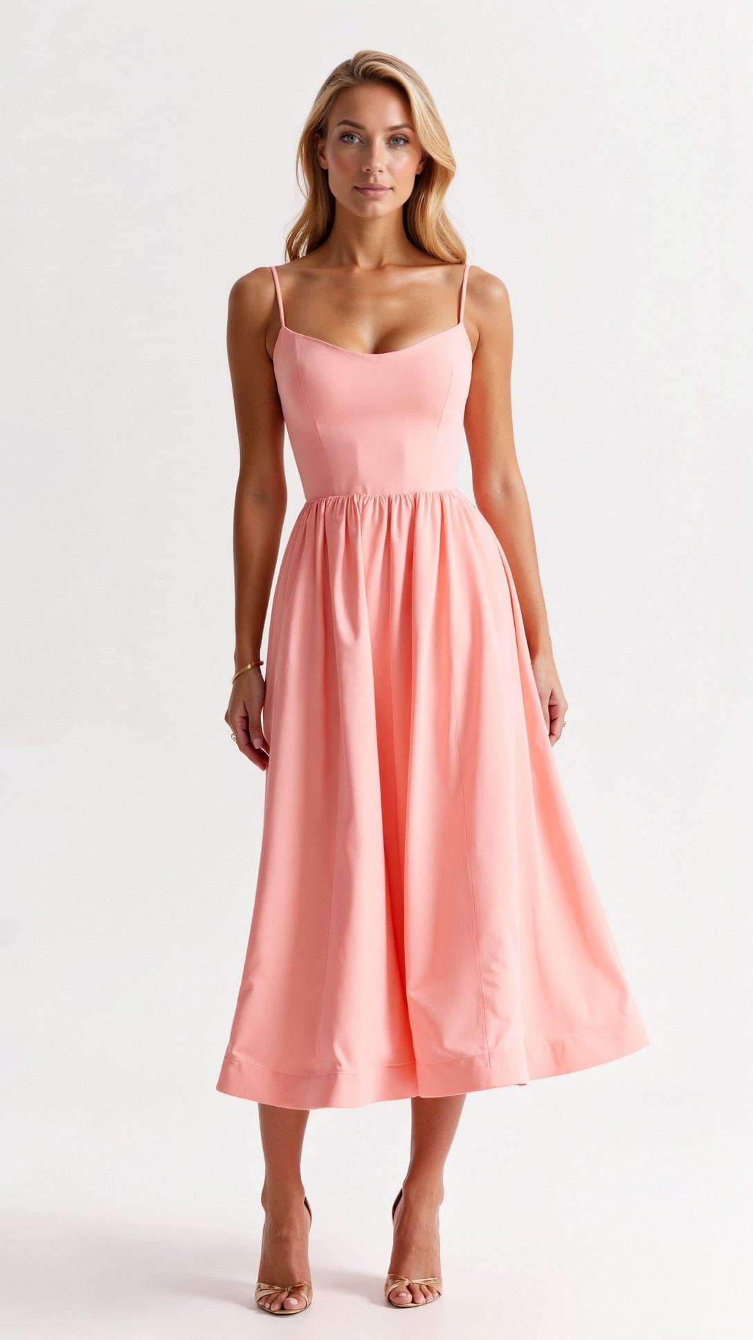 Primadon Damenkleider Rosa / S Tamara | Elegantes Midikleid für Damen leicht atmungsaktiv