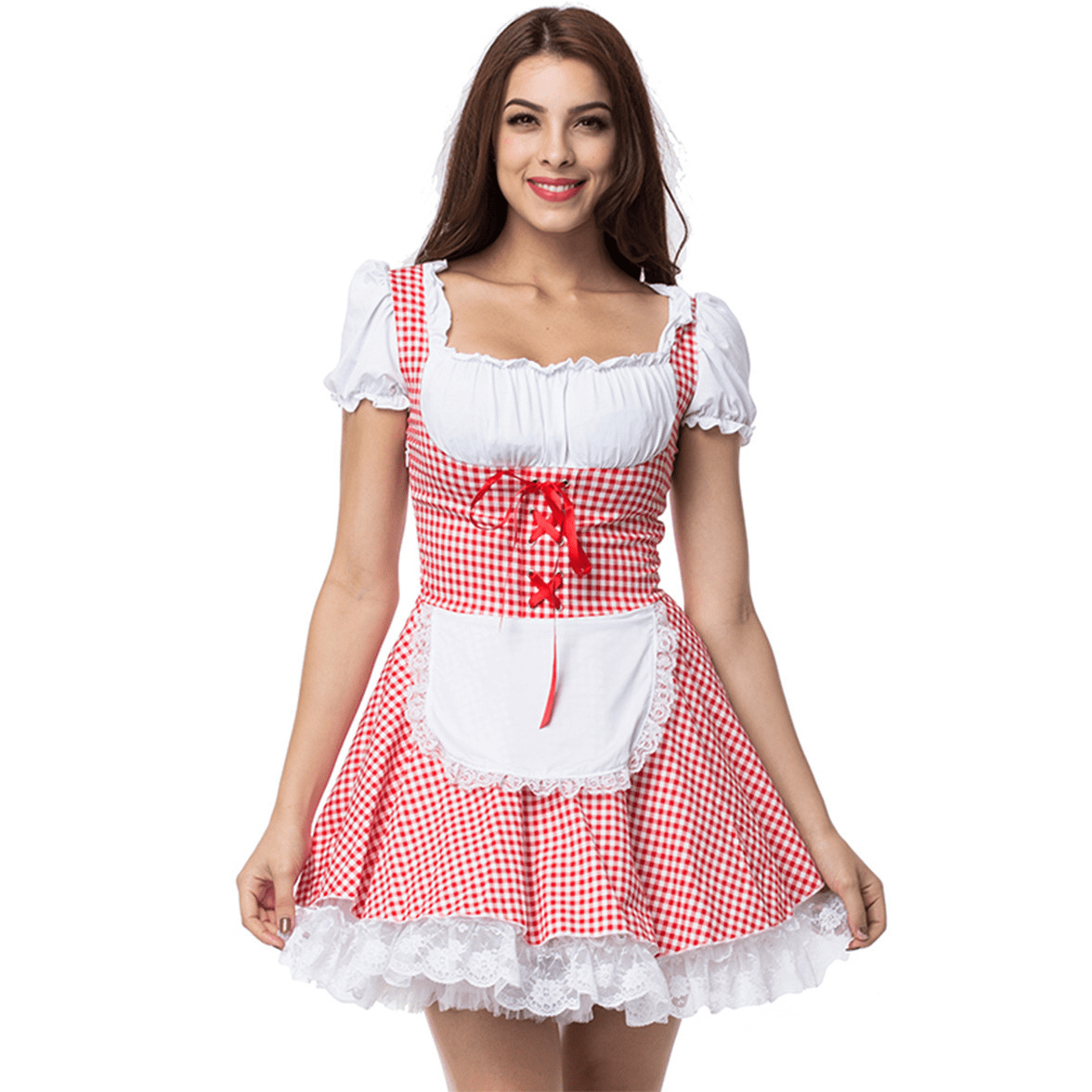 Primadon Damenkleider Rot / S Clara | Elegantes Schulterfreies Dirndl für Damen Oktoberfest