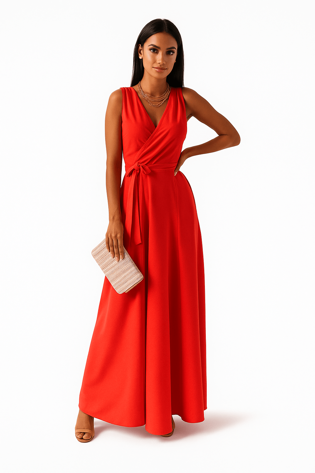 Primadon Damenkleider Rot / S Delphine schmeichelhaftes Wickelkleid für Damen Baumwolle