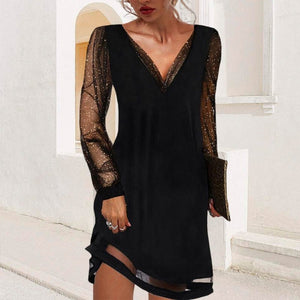 Primadon Damenkleider Schwarz / S Mabel fließendes Abendkleid mit transparenten Ärmeln für Damen elegant
